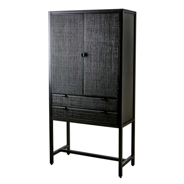 Aparador HARRY 85x170 cm, Madera / Ratán Negro - Affari. Vackart
