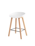 Taburete Alto MÅNEFRI 66 cm, Plástico Blanco / Madera Natural