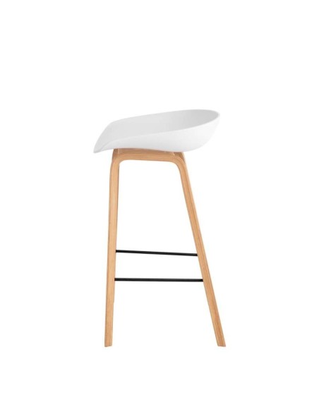 Taburete Alto MÅNEFRI 66 cm, Plástico Blanco / Madera Natural