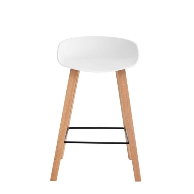 Taburete Alto MÅNEFRI 66 cm, Plástico Blanco / Madera Natural Taburete Alto MÅNEFRI 66 cm, Plástico Blanco / Madera Natural