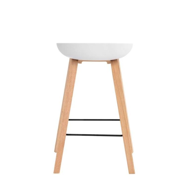 Taburete Alto MÅNEFRI 66 cm, Plástico Blanco / Madera Natural Taburete Alto MÅNEFRI 66 cm, Plástico Blanco / Madera Natural