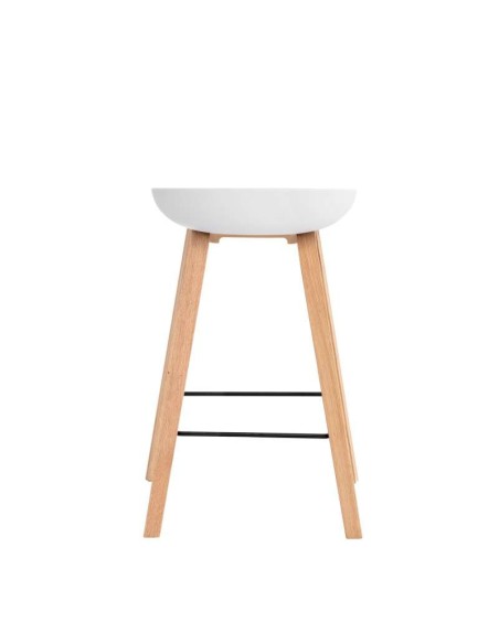 Taburete Alto MÅNEFRI 66 cm, Plástico Blanco / Madera Natural