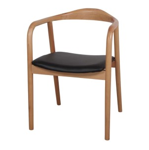 Silla con Brazos BILIMA, Madera Natural / PU Negro - Vackart. Las más exclusivas y modernas sillas de diseño nórdico, solo en Vackart, tu tienda diseño online.