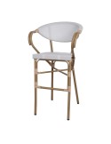 Taburete Alto NIDRAZA 75 cm, Metal / Textilene Beige