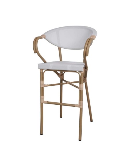 Taburete Alto NIDRAZA 75 cm, Metal / Textilene Beige. Vackart