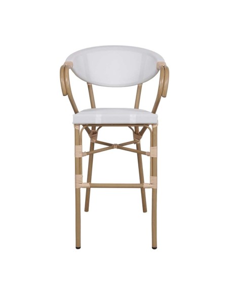 Taburete Alto NIDRAZA 75 cm, Metal / Textilene Beige. Vackart