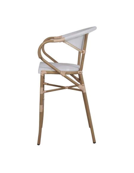 Taburete Alto NIDRAZA 75 cm, Metal / Textilene Beige. Vackart