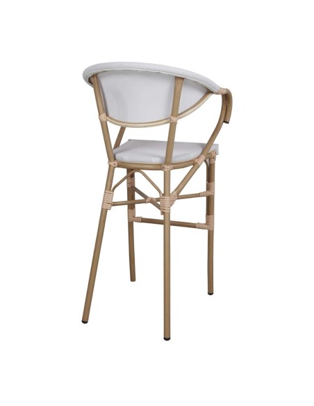 Taburete Alto NIDRAZA 75 cm, Metal / Textilene Beige. Vackart