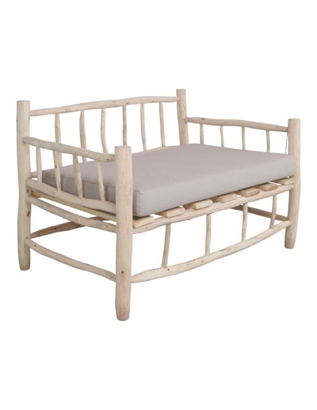Banco BOLTON 2 Plazas, Madera Natural / Textil. Vackart