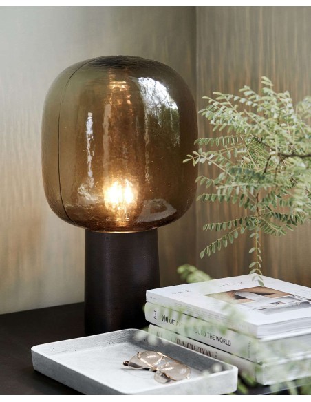 Lámpara de Sobremesa NOTE , Cristal Humo / Latón - House Doctor. Vackart