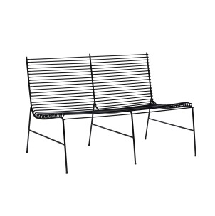 Banco con Respaldo STRING, Metal Negro - Hübsch. Las exclusivas mesas de diseño escandinavo de Hübsch en Vackart, tu tienda de diseño online.