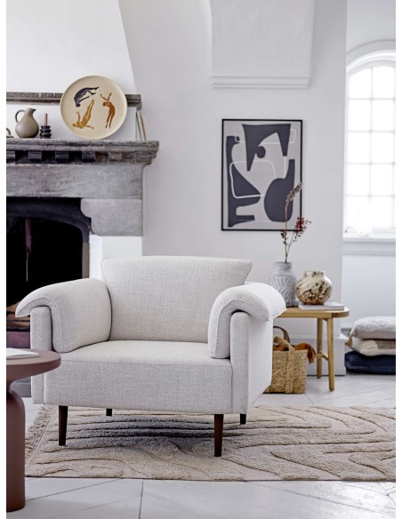 Sillón CHESHAM, Textil Blanco / Madera - Bloomingville. Vackart