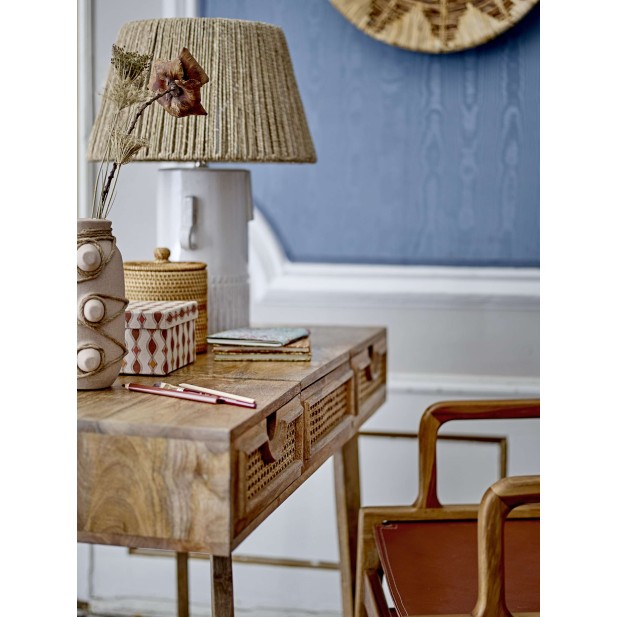 Lámpara de Sobremesa RAMA, Cerámica Blanca / Yute - Bloomingville. Vackart