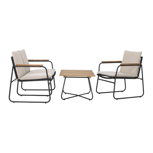 Mesa Auxiliar HAMPTON, Metal Negro / Madera Natural - Bloomingville. Vackart