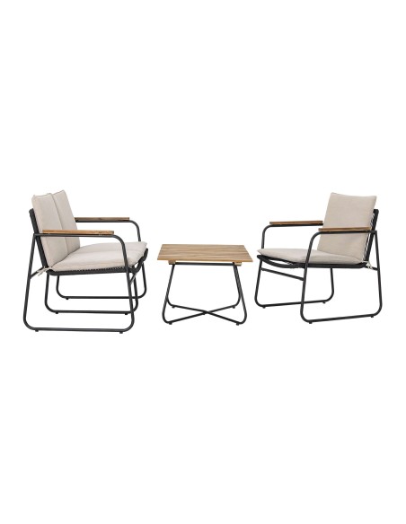 Mesa Auxiliar HAMPTON, Metal Negro / Madera Natural - Bloomingville. Vackart