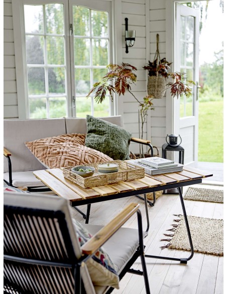 Mesa Auxiliar HAMPTON, Metal Negro / Madera Natural - Bloomingville. Vackart