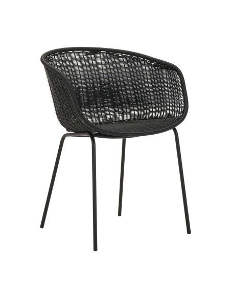 Silla con Brazos HAPUR, Ratán Sintético / Metal Negro - House Doctor. Vackart