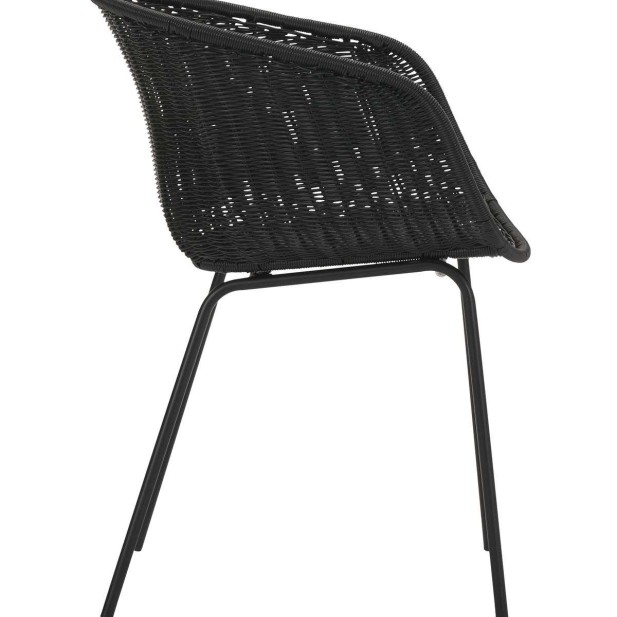 Silla con Brazos HAPUR, Ratán Sintético / Metal Negro - House Doctor. Vackart