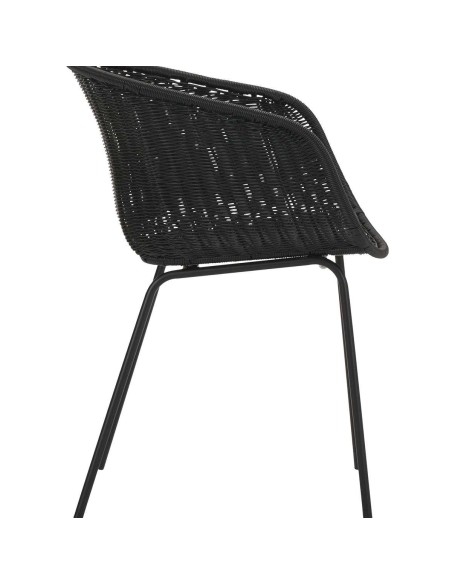 Silla con Brazos HAPUR, Ratán Sintético / Metal Negro - House Doctor. Vackart