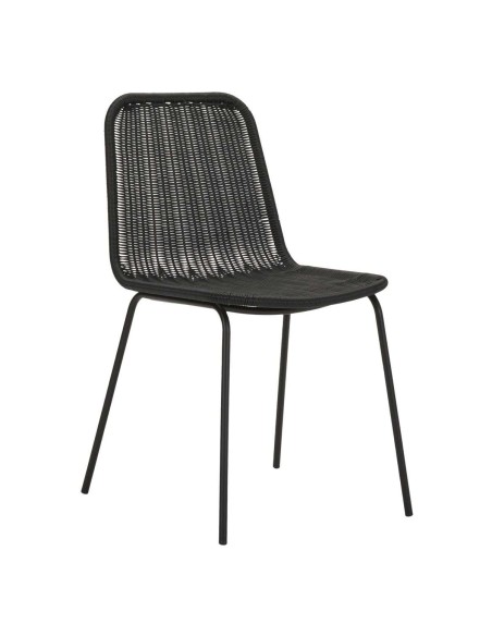 Silla de comedor HAPUR, Ratán Sintético / Metal Negro - House Doctor. Vackart