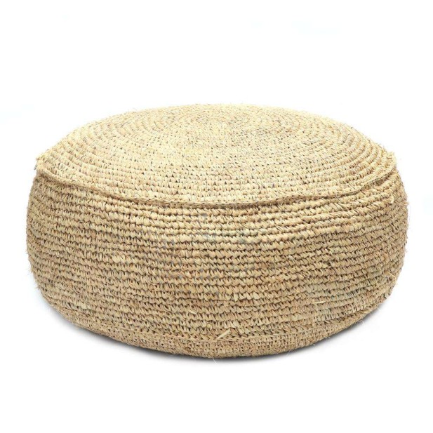 Puf Raffia Flores Natural Ø60cm - Bazar Bizar