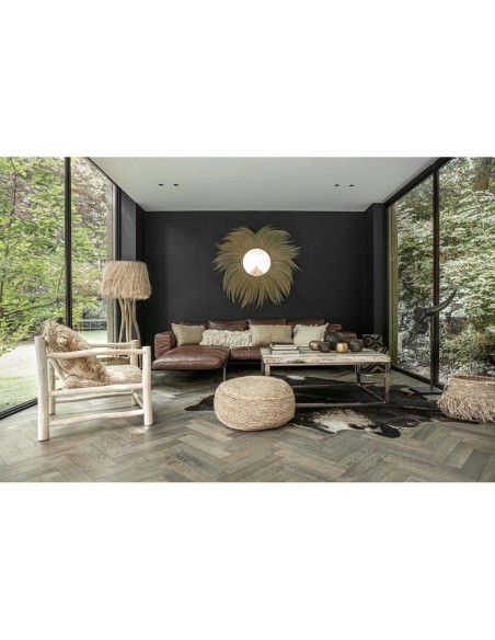 Puf Raffia Flores Natural Ø60cm - Bazar Bizar