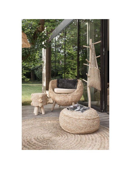 Puf Raffia Flores Natural Ø60cm - Bazar Bizar