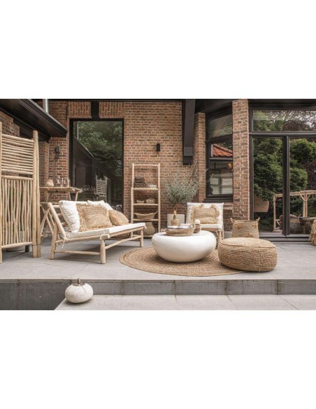 Puf Raffia Flores Natural Ø60cm - Bazar Bizar