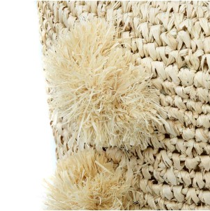Taburete Raffia Pom Pom 47cm Natural - Bazar Bizar 2