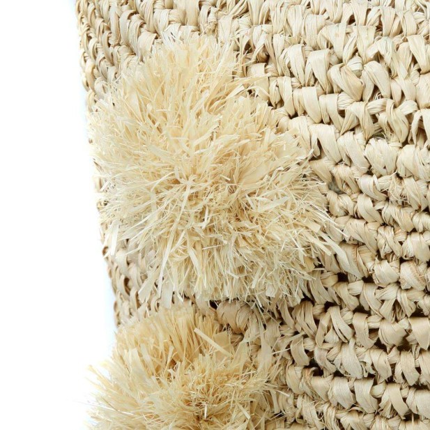 Taburete Raffia Pom Pom 47cm Natural - Bazar Bizar Taburete Raffia Pom Pom 47cm Natural - Bazar Bizar