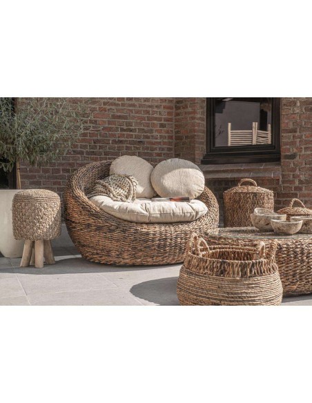 Taburete Raffia Tressed Natural 45cm - Bazar Bizar