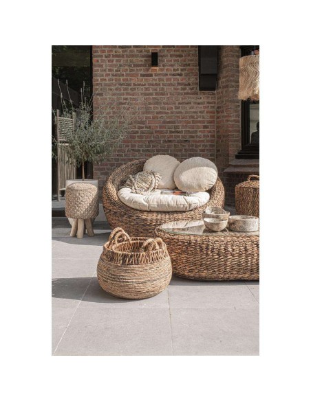 Taburete Raffia Tressed Natural 45cm - Bazar Bizar