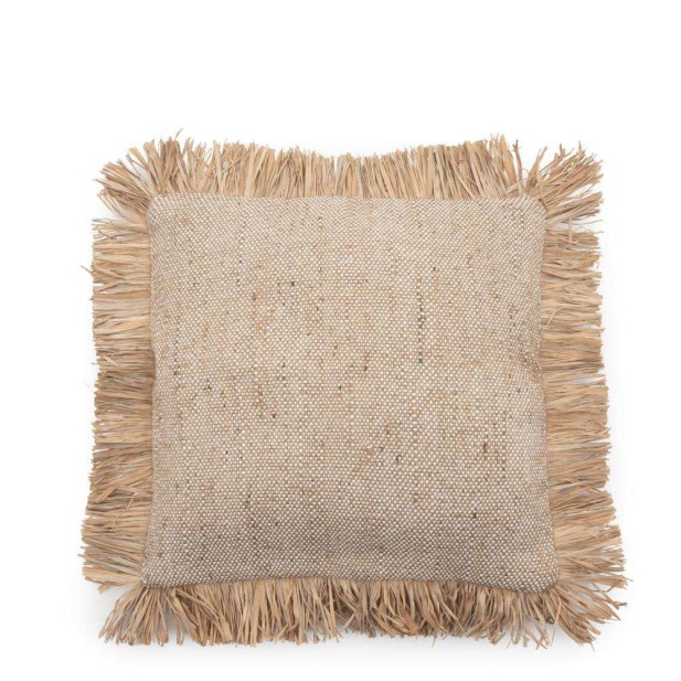 Funda Cojín Raffia Flores Natural 40x40cm Bazar Bizar BAJN103N-M-40X40