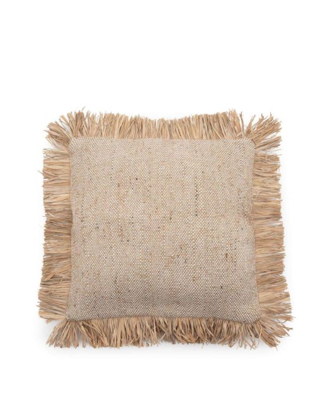 Funda Cojín Raffia Flores Natural 40x40cm Bazar Bizar BAJN103N-M-40X40