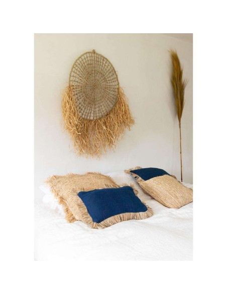 Funda Cojín Raffia Flores Natural 40x40cm Bazar Bizar BAJN103N-M-40X40