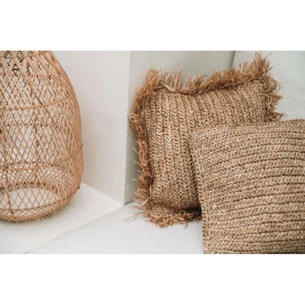 Funda Cojín Raffia Flores Natural 40x40cm Bazar Bizar BAJN103N-M-40X40