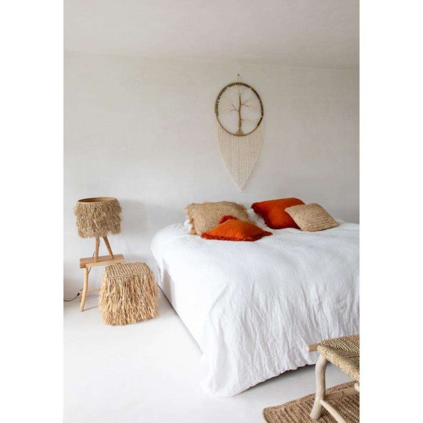 Funda Cojín Raffia Flores Natural 40x40cm Bazar Bizar BAJN103N-M-40X40