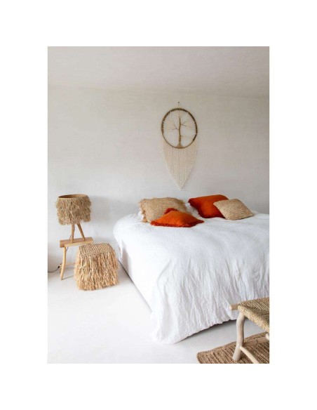 Funda Cojín Raffia Flores Natural 40x40cm Bazar Bizar BAJN103N-M-40X40