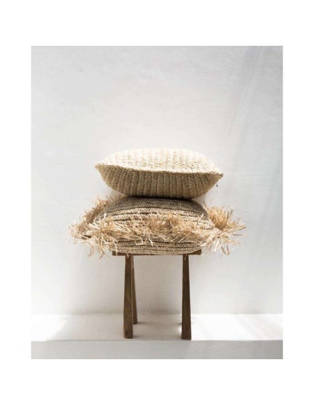 Funda Cojín Raffia Flores Natural 40x40cm Bazar Bizar BAJN103N-M-40X40