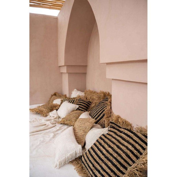 Funda Cojín Raffia Flores Natural 40x40cm Bazar Bizar BAJN103N-M-40X40