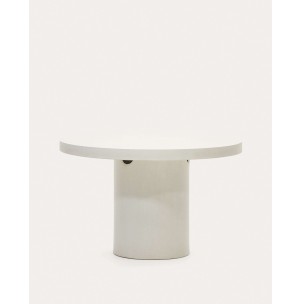 Mesa redonda Aiguablava de cemento blanco Ø 120 cm - Kave Home - J0100043PR05. Muebles y decoración de diseño para casas con personalidad