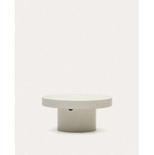 Mesa de centro redonda Aiguablava de cemento blanco Ø 90 cm - Kave Home - J0300039PR05. Muebles y decoración de diseño para casas con personalidad