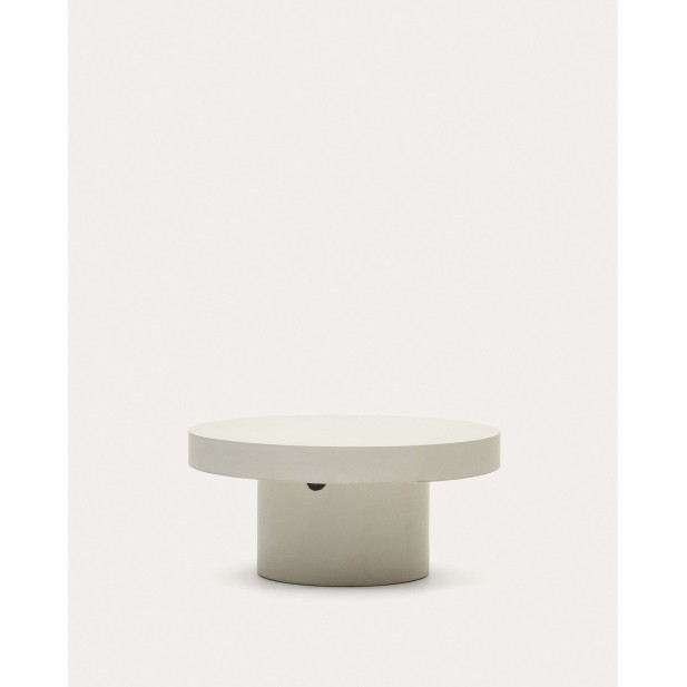 Mesa de centro redonda Aiguablava Ø90cm cemento blanco - Kave Home