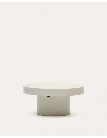 Mesa de centro redonda Aiguablava Ø90cm cemento blanco - Kave Home
