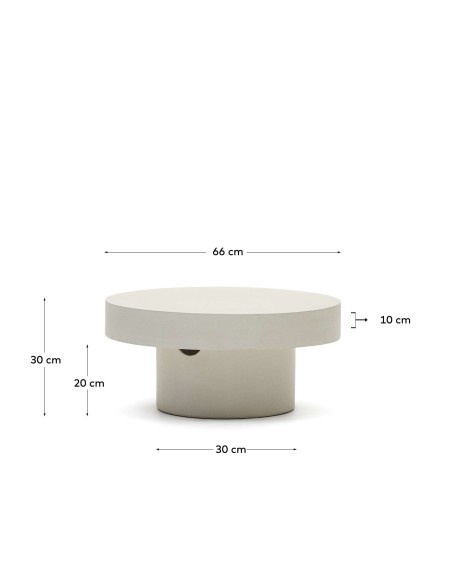 Mesa de centro redonda Aiguablava Ø66cm cemento blanco - Kave Home