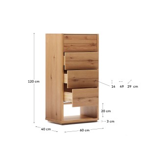 Cómoda Alguema 60x120cm 4 cajones chapa roble-Kave Home M0400011MM40 2