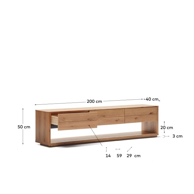 Mueble TV Alguema 3 cajones en chapa de roble Kave Home - M1000009MM40 Mueble TV Alguema 3 cajones en chapa de roble Kave Home - M1000009MM40