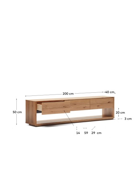 Mueble TV Alguema 3 cajones en chapa de roble Kave Home - M1000009MM40
