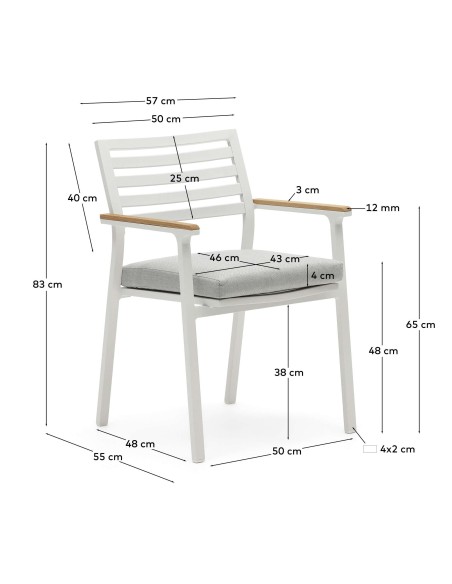Silla de exterior Bona aluminio blanco - Kave Home - J0600031NN05