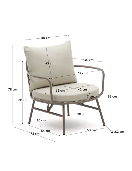 Sillón Bramant de acero con acabado malva - Kave Home - J1700032RR10